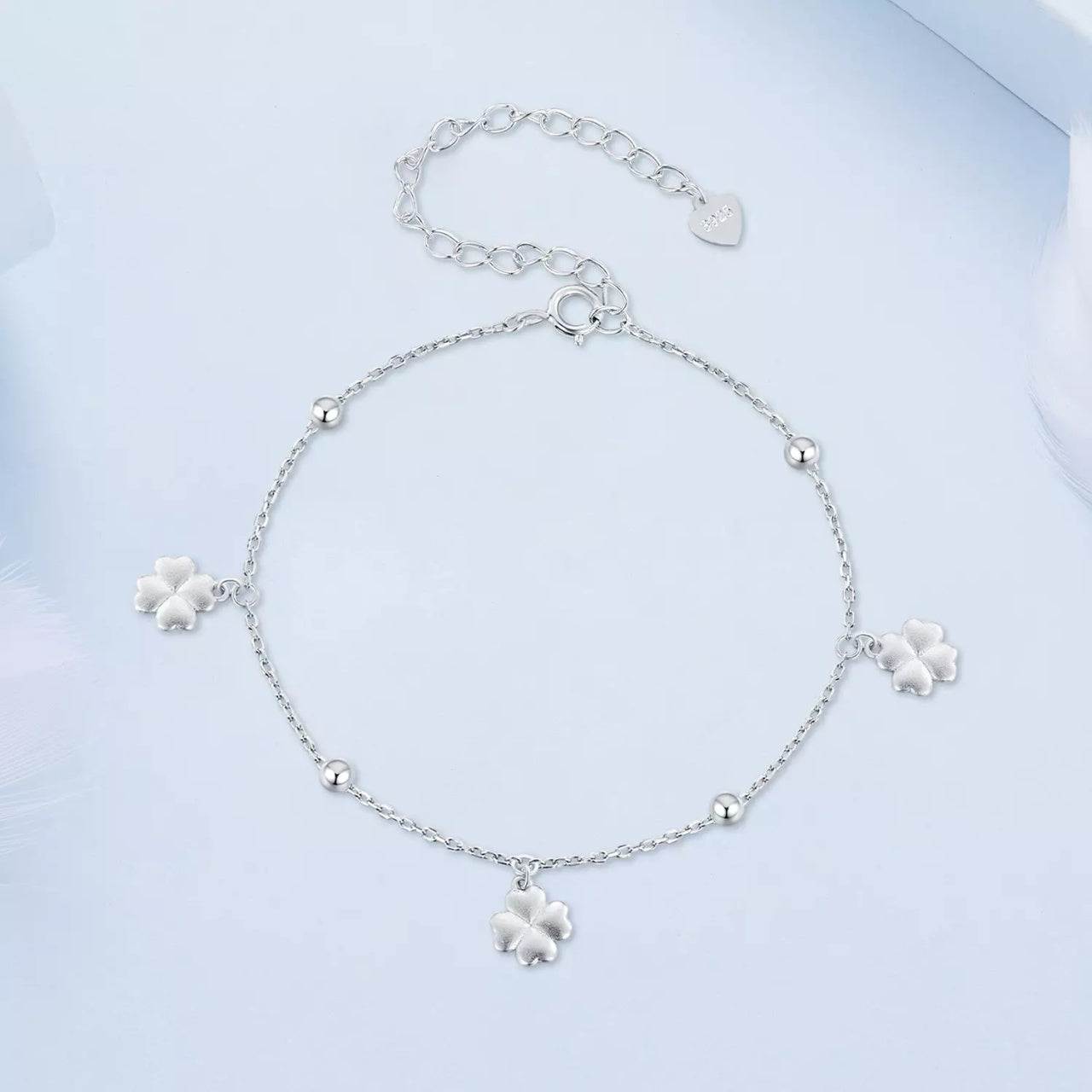 Bratara din argint Silver Simple Clovers, Argint 925, Pentru Femei