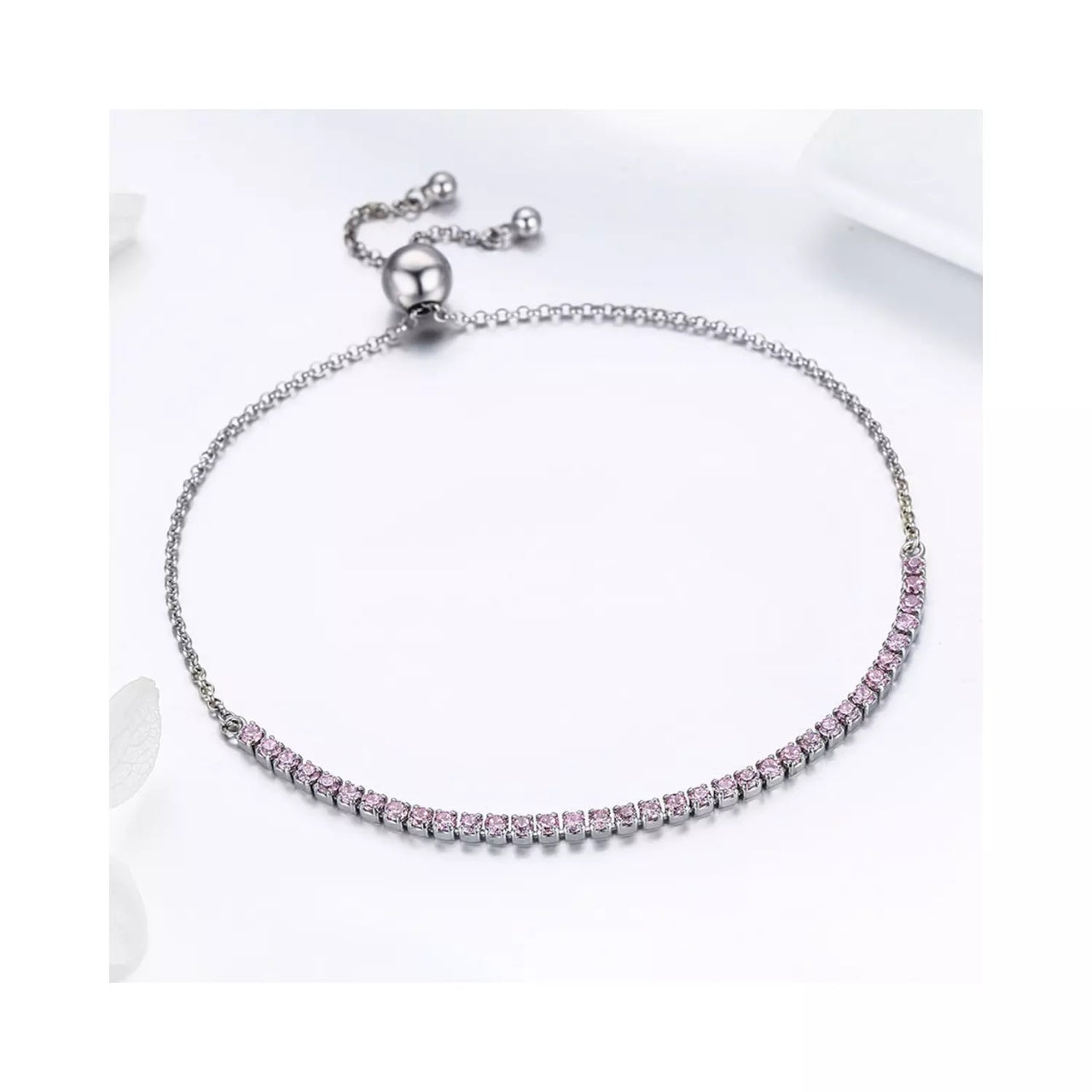 Bratara din argint Sparkling Tennis pink, Argint 925, Pentru Femei
