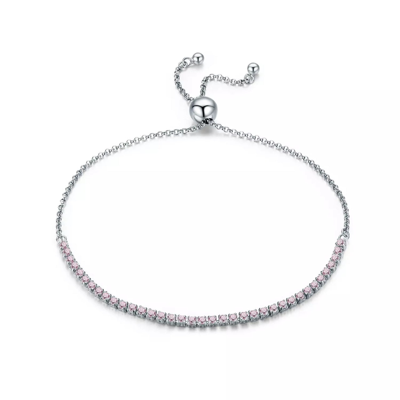 Bratara din argint Sparkling Tennis pink, Argint 925, Pentru Femei