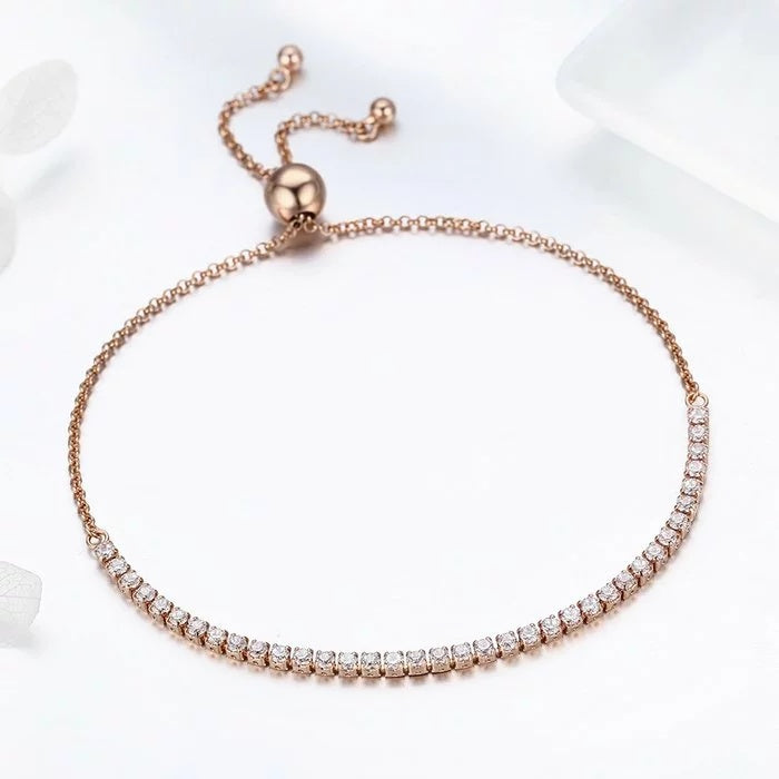 Bratara din argint Sparkling Tennis rose gold, Argint 925, Pentru Femei