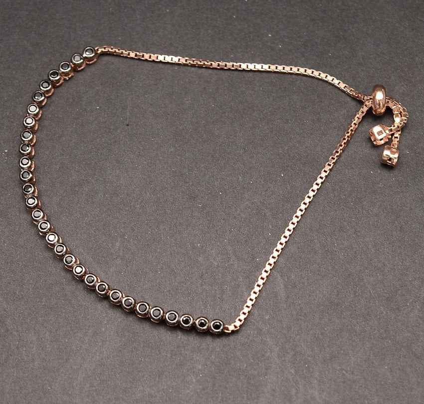 Bratara din Argint 925 Sparkling Tennis Rose Gold Black 6g