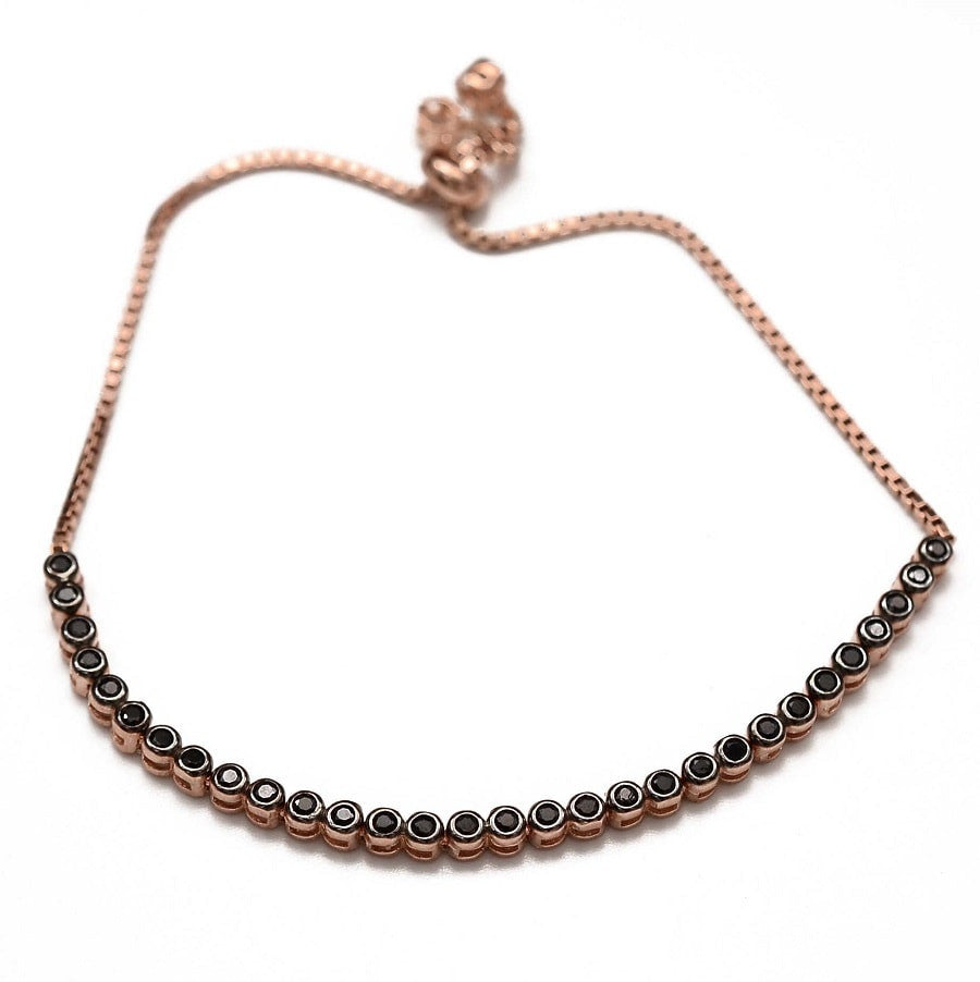 Bratara din Argint 925 Sparkling Tennis Rose Gold Black 6g