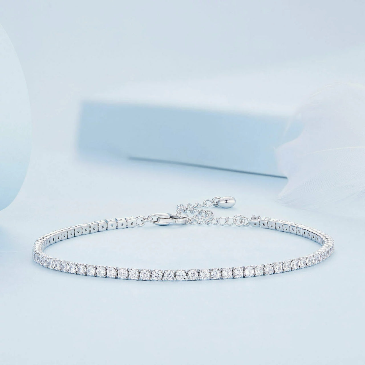 Bratara din argint White Crystal Tennis, Argint 925, Pentru Femei 4g