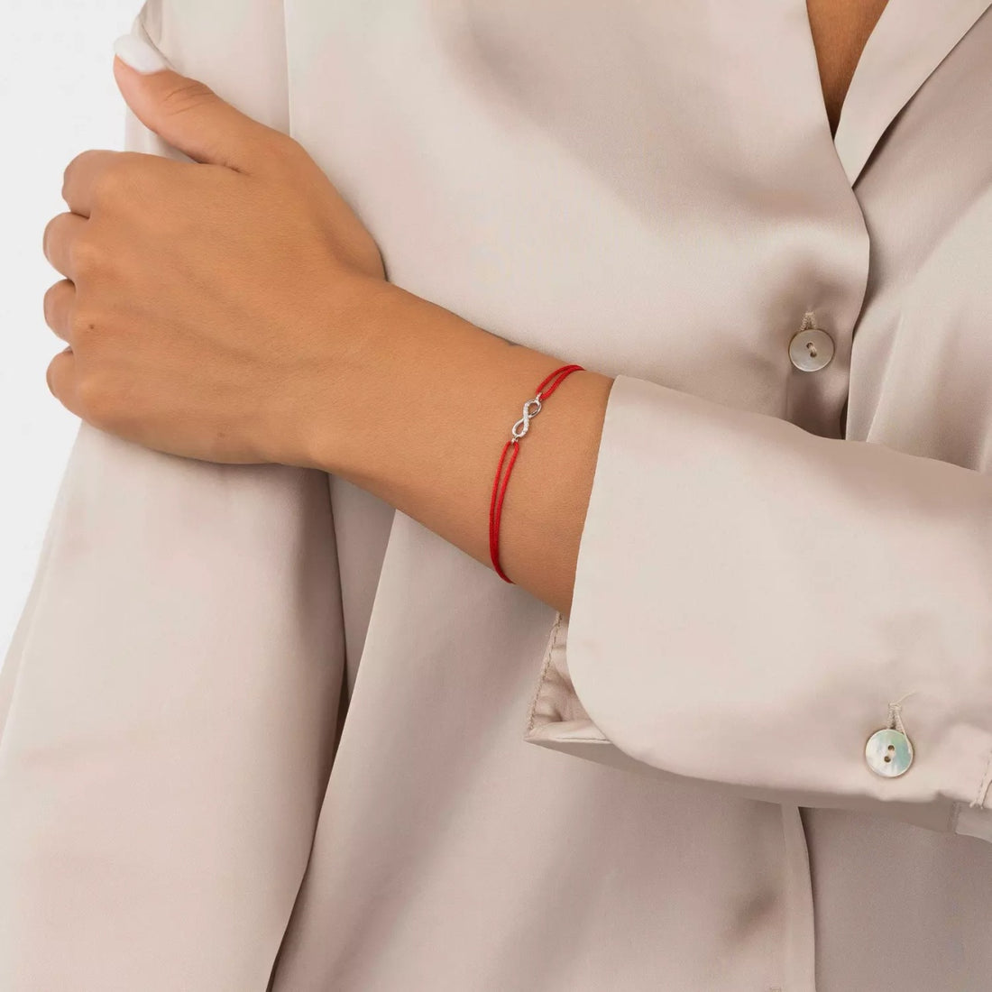 Bratara din snur Red Rope Infinite Gift, Argint 925, Pentru Femei