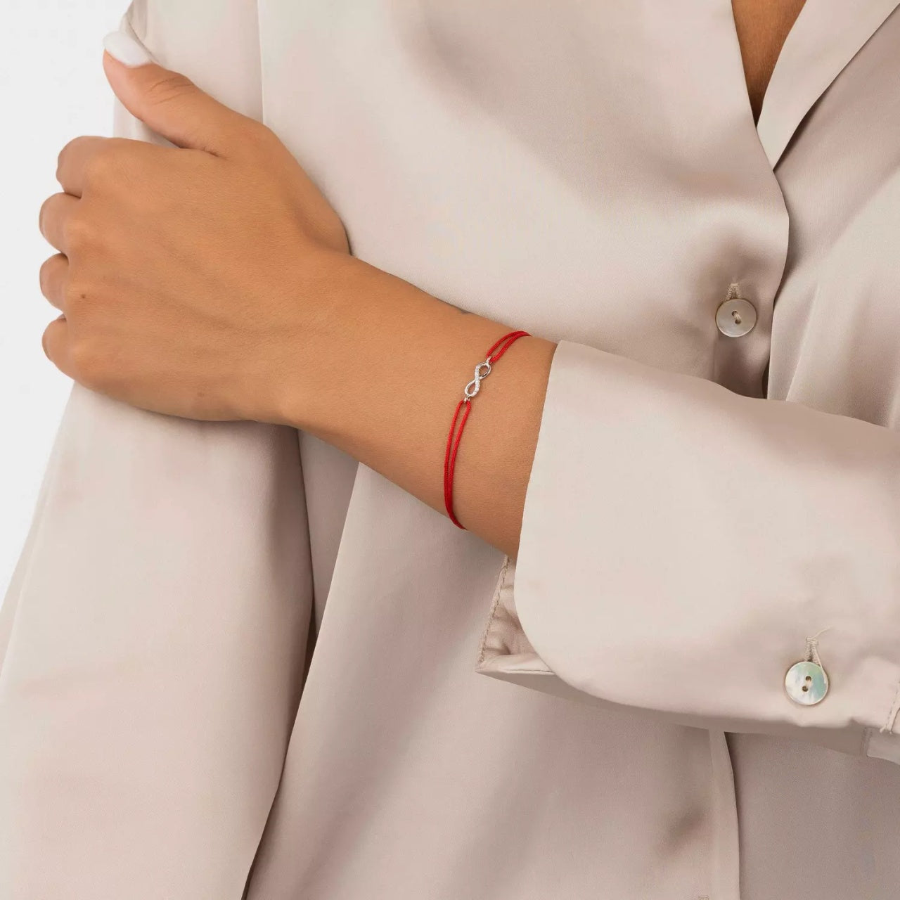 Bratara din snur Red Rope Infinite Gift, Argint 925, Pentru Femei