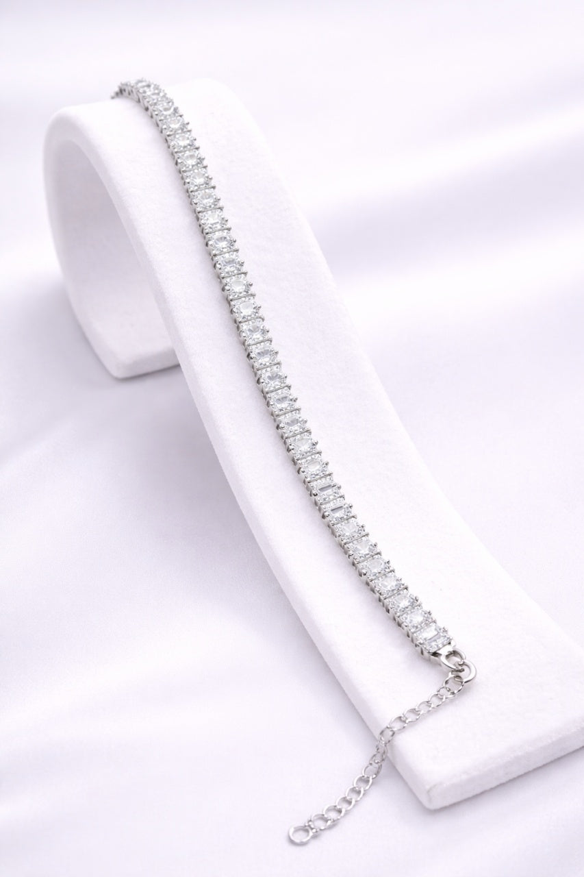 Brățară elegantă din Argint 925 cu pietre dreptunghiulare strălucitoare 12.4g