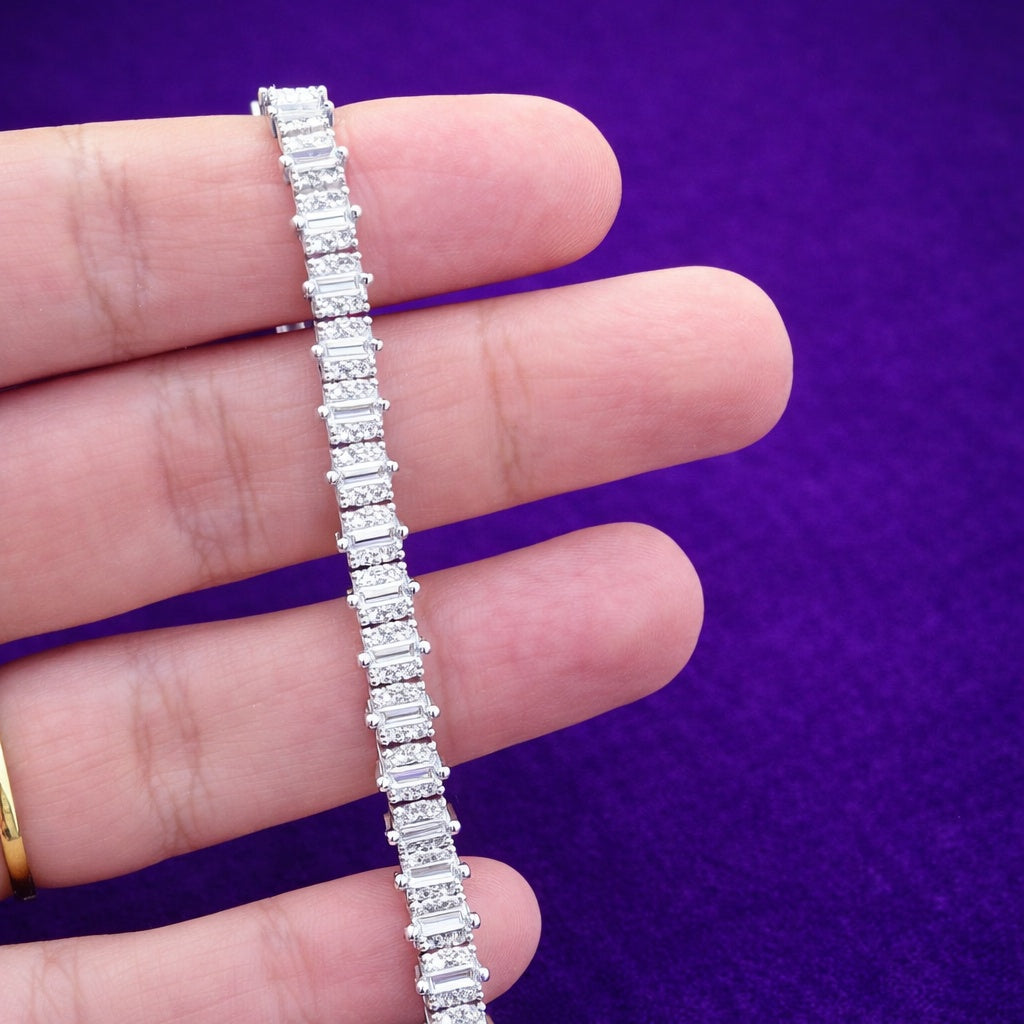 Brățară elegantă din Argint 925 cu pietre dreptunghiulare strălucitoare 12.4g