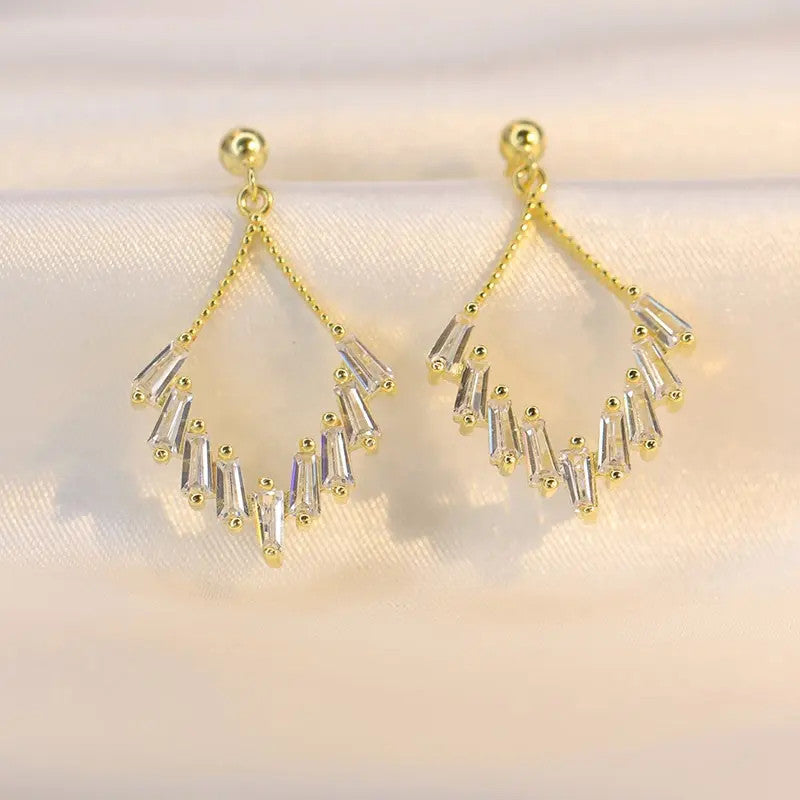 Cercei Argint 925 Gold Cu zirconiu placati cu aur 2.7g