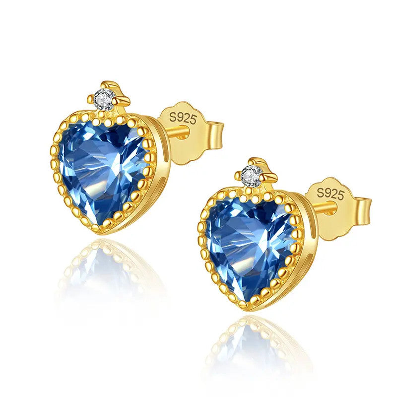 Cercei Argint 925 model Love Inima Alabstru placati Gold 1.4g