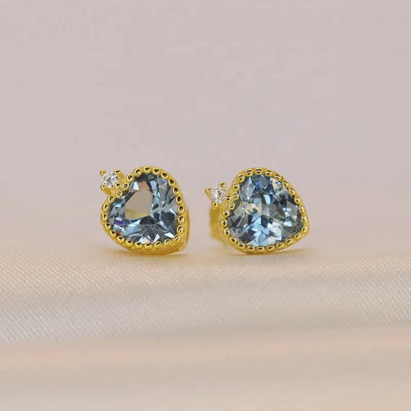 Cercei Argint 925 model Love Inima Alabstru placati Gold 1.4g