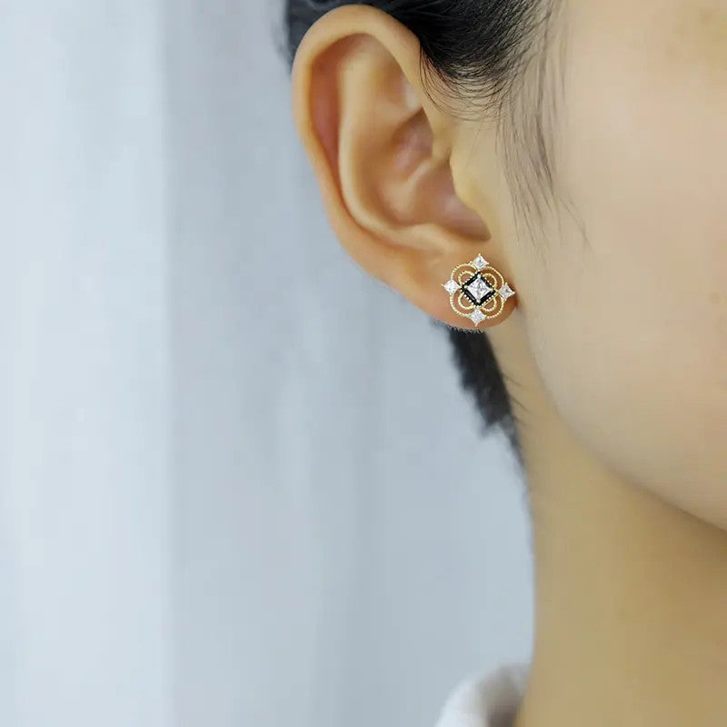 Cercei Argint 925 model SQUARE placati cu aur 14K 1.5g