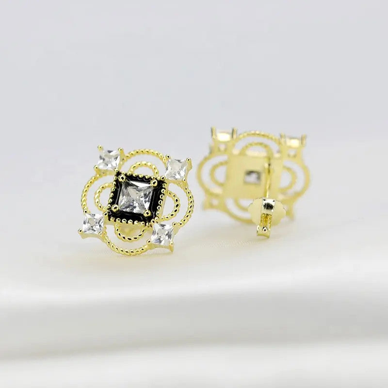 Cercei Argint 925 model SQUARE placati cu aur 14K 1.5g