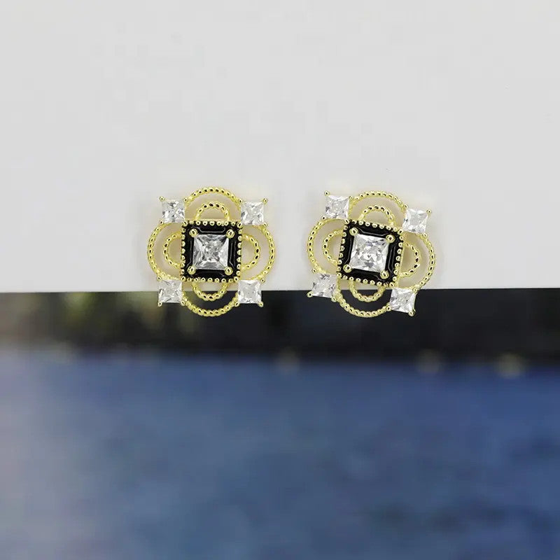Cercei Argint 925 model SQUARE placati cu aur 14K 1.5g