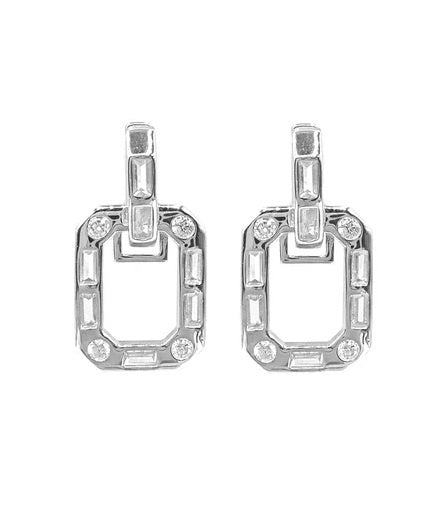 Cercei Argint 925 BAGGETTE Ovali cu piatra 10.5g