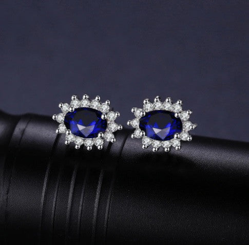 Cercei Argint 925 CU Zirconiu BLUE SAPPHIRE 2g