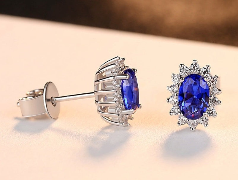 Cercei Argint 925 CU Zirconiu BLUE SAPPHIRE 2g