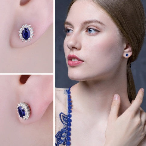 Cercei Argint 925 CU Zirconiu BLUE SAPPHIRE 2g