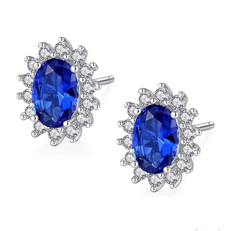 Cercei Argint 925 CU Zirconiu BLUE SAPPHIRE 2g