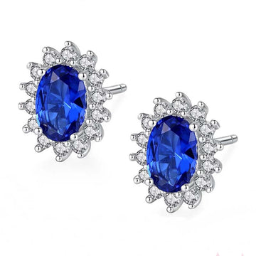 Cercei Argint 925 CU Zirconiu BLUE SAPPHIRE 2g