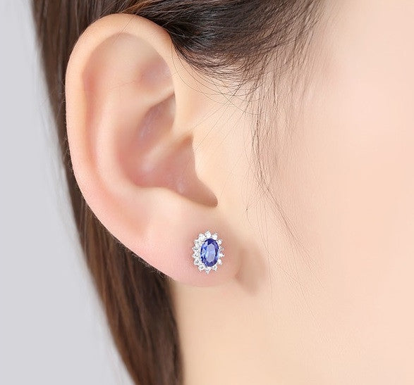 Cercei Argint 925 CU Zirconiu BLUE SAPPHIRE 2g