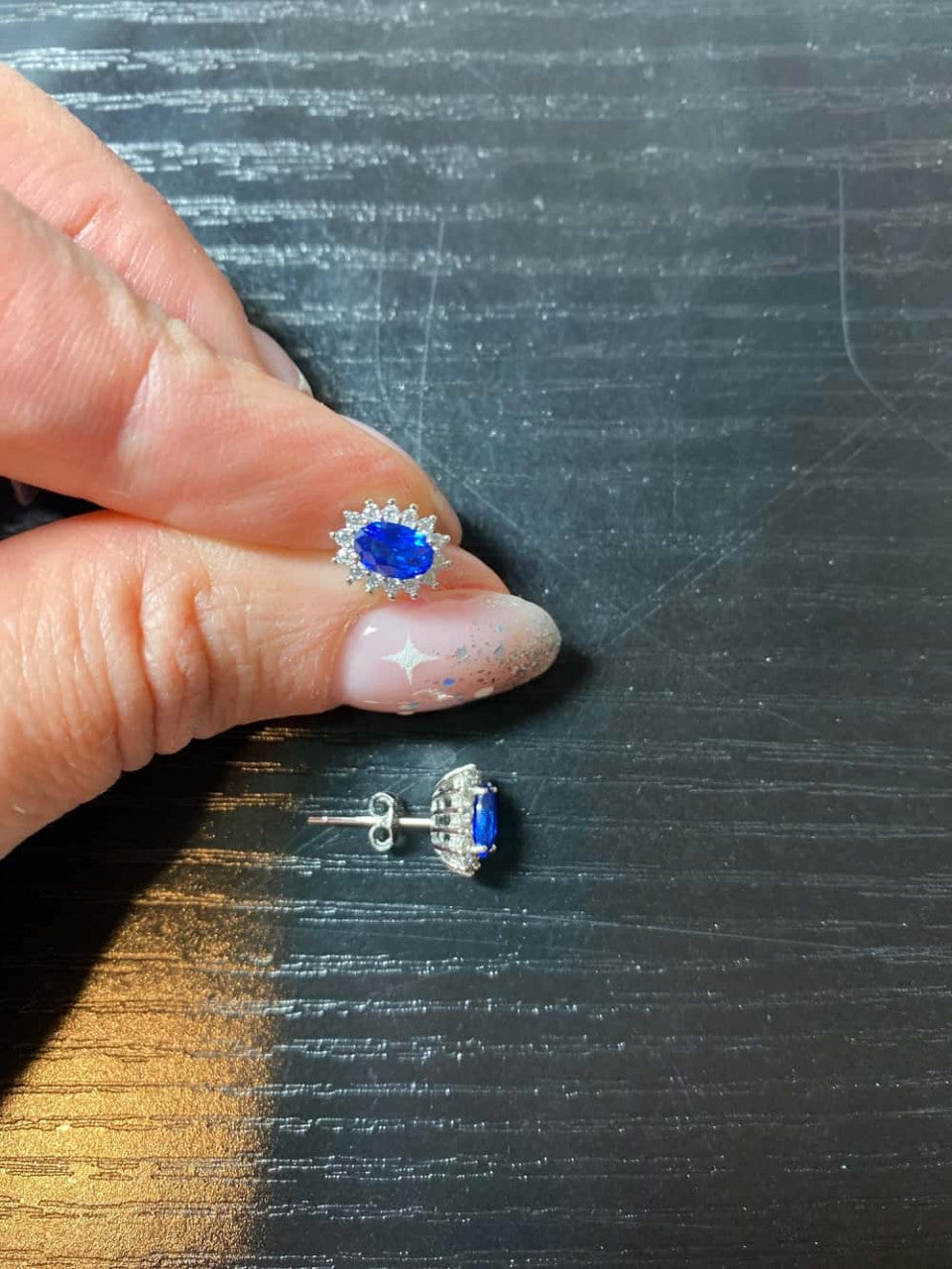 Cercei Argint 925 CU Zirconiu BLUE SAPPHIRE 2g