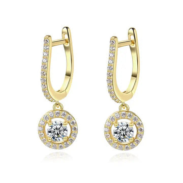 Cercei Argint 925 CU Zirconiu Model Lacrima Placat Aur