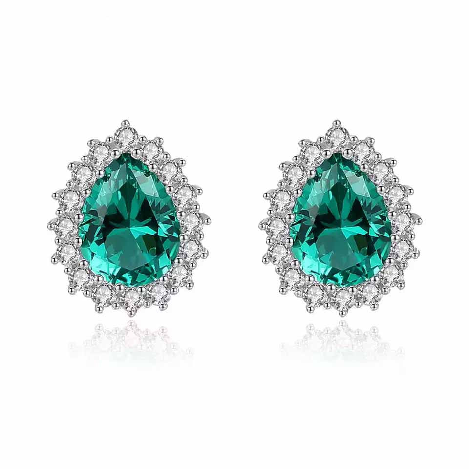 Cercei Argint 925 CU Zirconiu Verde Emerald