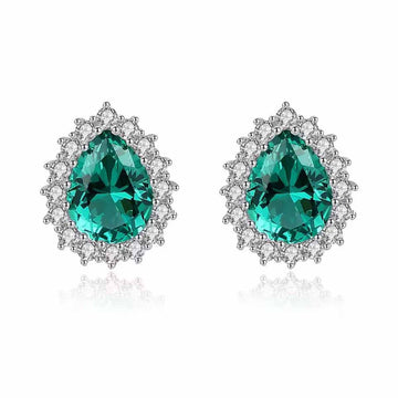 Cercei Argint 925 CU Zirconiu Verde Emerald
