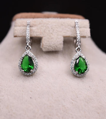 Cercei Argint 925 CU Zirconiu Verde Emerald