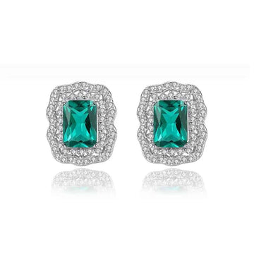 Cercei Argint 925 Green Crystal Luxury