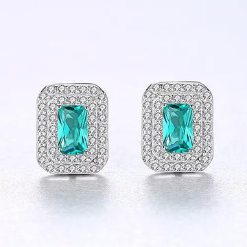 Cercei Argint 925 Green Crystal Luxury