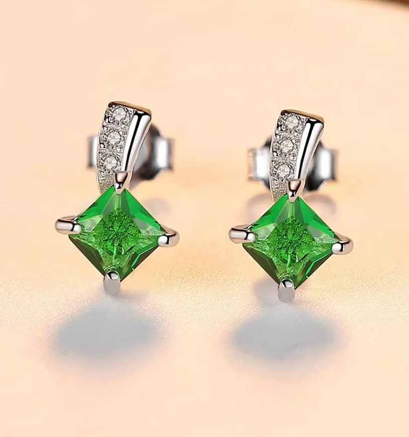 Cercei Argint 925 Green Luxury