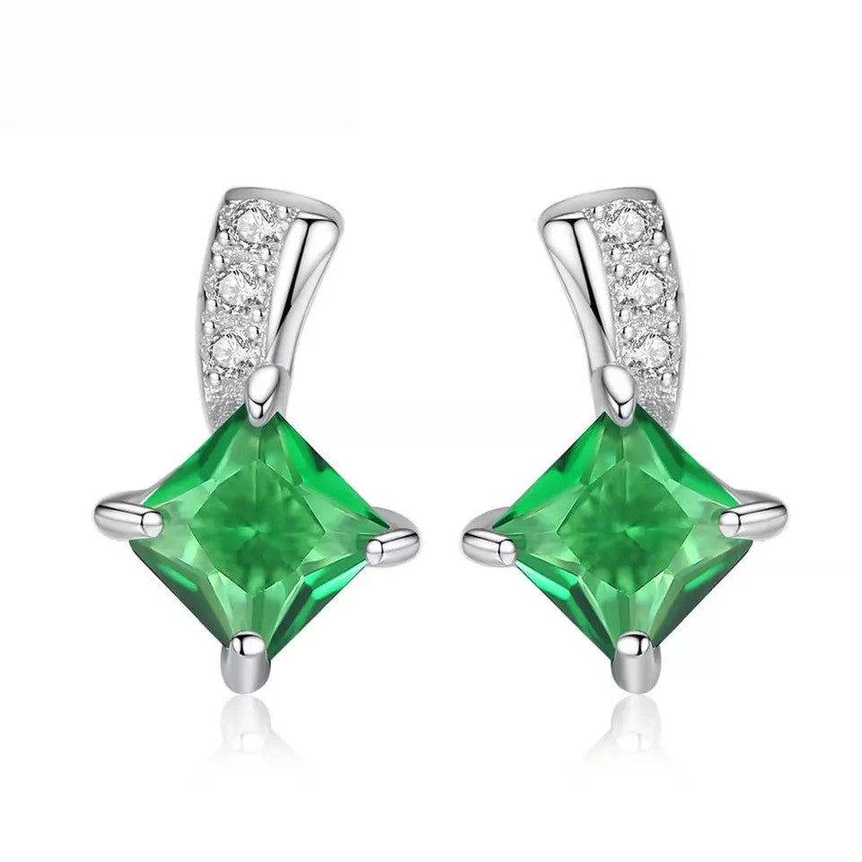 Cercei Argint 925 Green Luxury