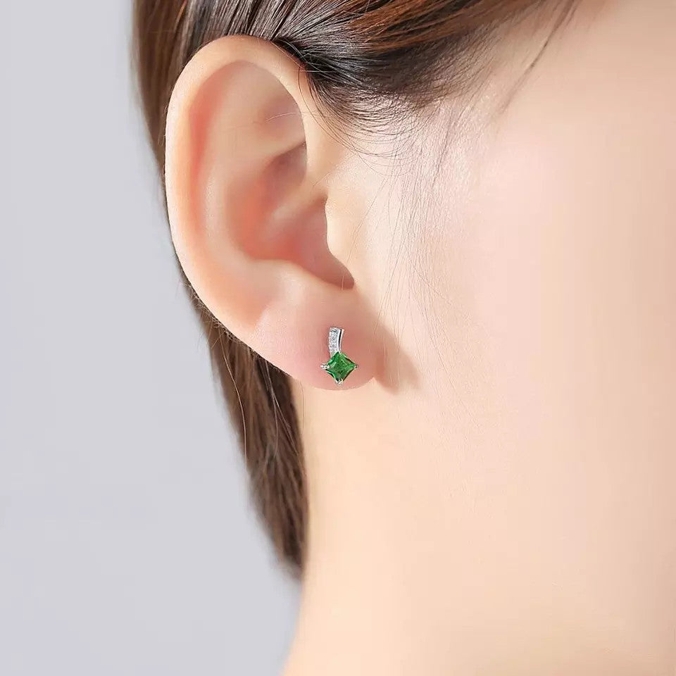 Cercei Argint 925 Green Luxury