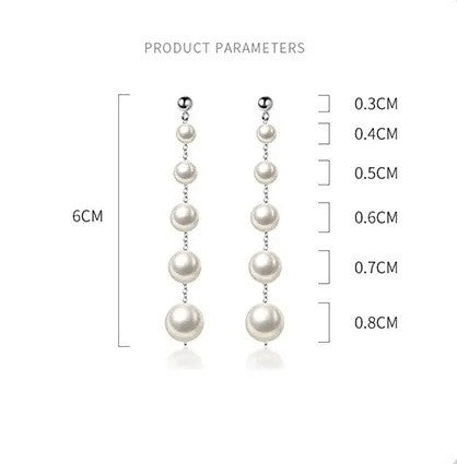 Cercei Argint 925 Lungi cu Perla 6 cm Deosebiti Pentru Femeile Elegante 2g