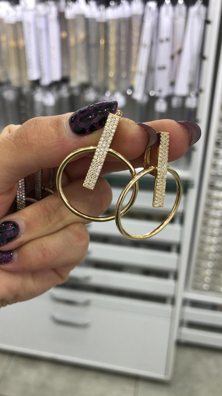 Cercei Din Argint 925 Aurii- Rotunzi - Placati cu aur 14k 7.4g