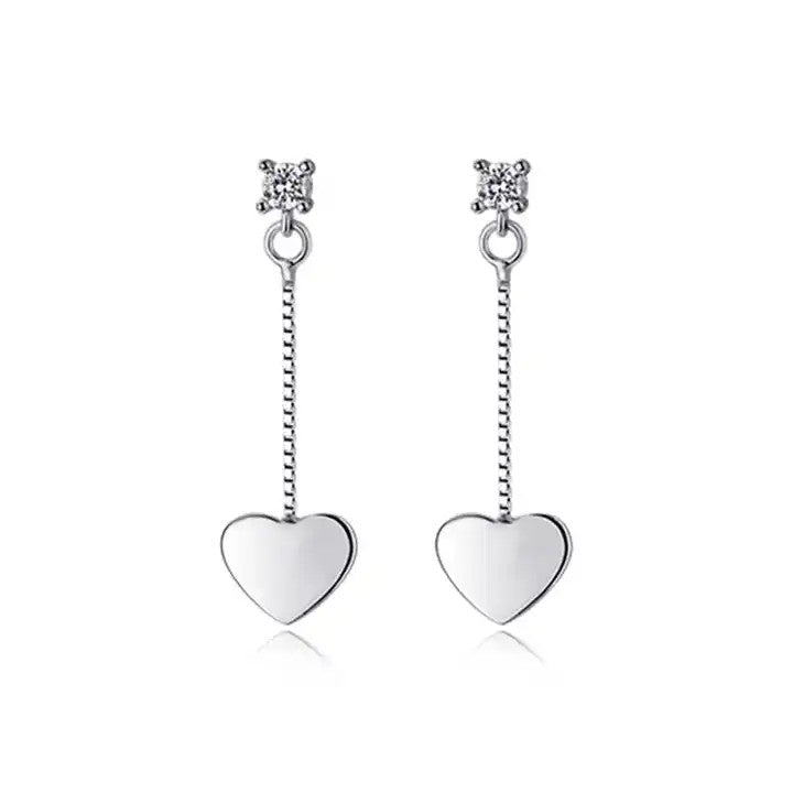 Cercei din argint 925, cu Inimă Romantică, Model finut, Argint 925 1.1g