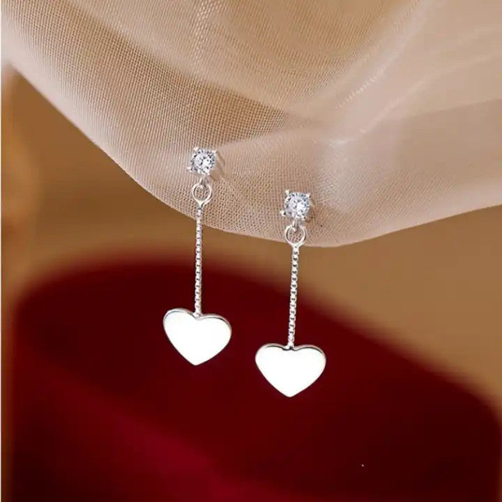 Cercei din argint 925, cu Inimă Romantică, Model finut, Argint 925 1.1g