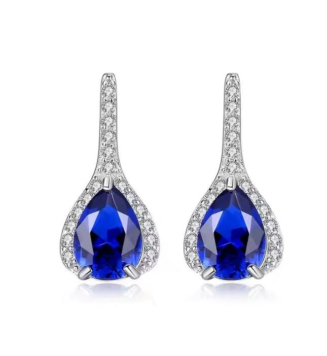 Cercei din Argint 925 cu Zirconiu Albastru – Design Elegant și Strălucitor 3.2g