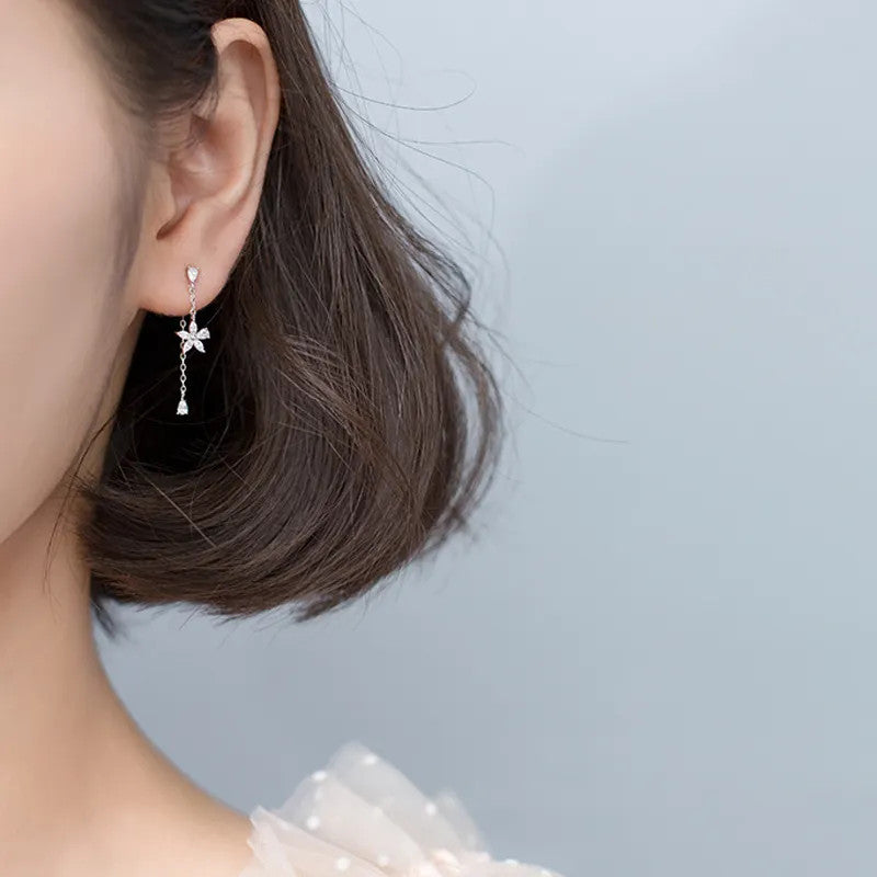 Cercei Din Argint 925 model - FLOARE - zirconiu lung 1.2g