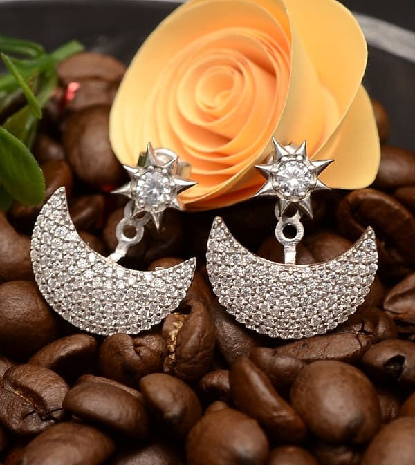 Cercei din argint 925 Moon and Star 4.2g