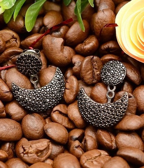 Cercei din argint 925 Placat Rodiu Moon 4.2g