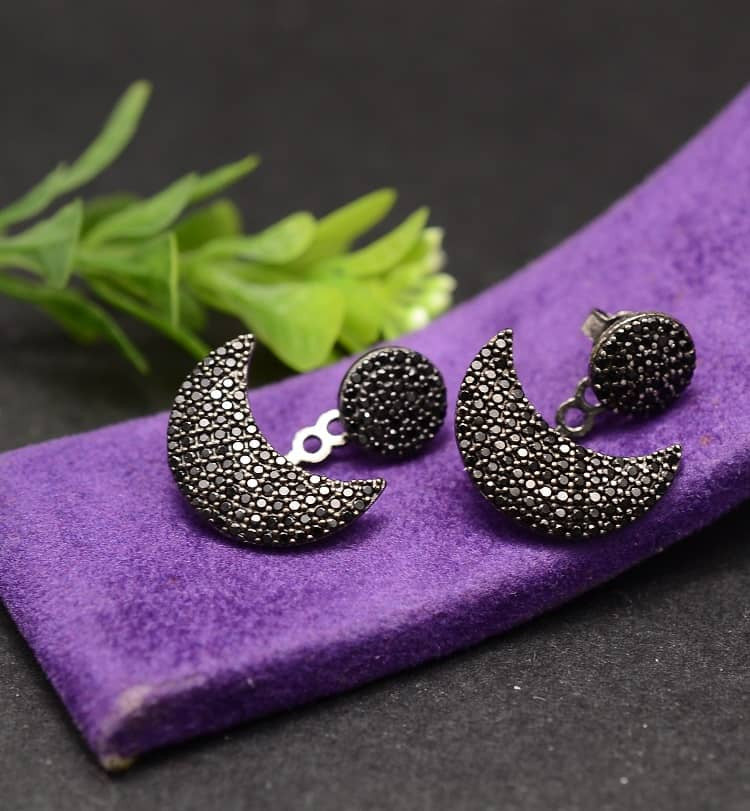 Cercei din argint 925 Placat Rodiu Moon 4.2g