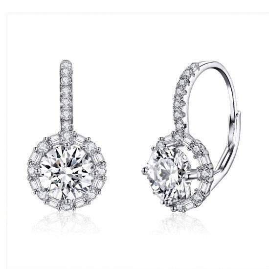 Cercei Din Argint 925 Rotunzi Tip Picatura Cu Pietre Stralucitoare Design Elegant Clasic Pentru Femei Accesorii Rafinate Pentru Tinute De Zi Si Ocazii Speciale 2.5g