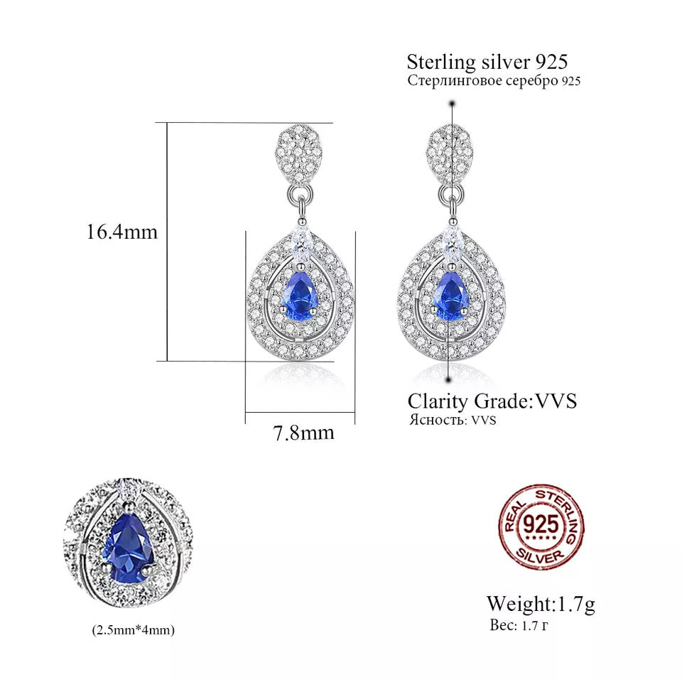 Cercei din argint 925 Safir Albastru 1.7g