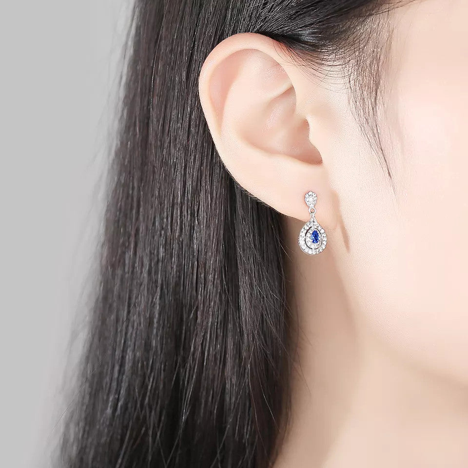Cercei din argint 925 Safir Albastru 1.7g