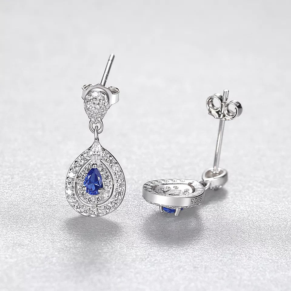 Cercei din argint 925 Safir Albastru 1.7g