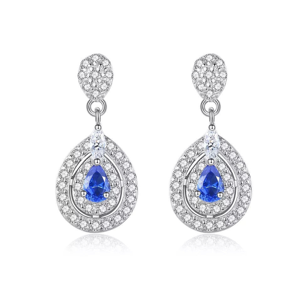 Cercei din argint 925 Safir Albastru 1.7g