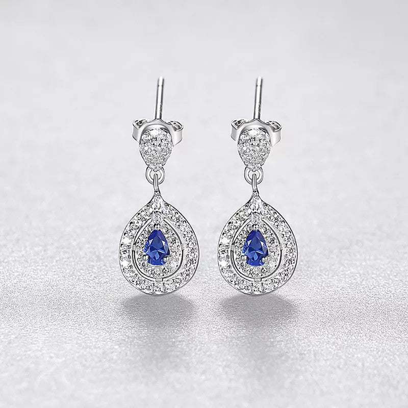 Cercei din argint 925 Safir Albastru 1.7g