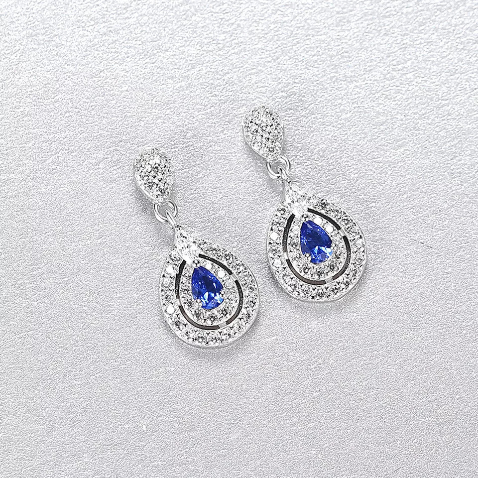 Cercei din argint 925 Safir Albastru 1.7g